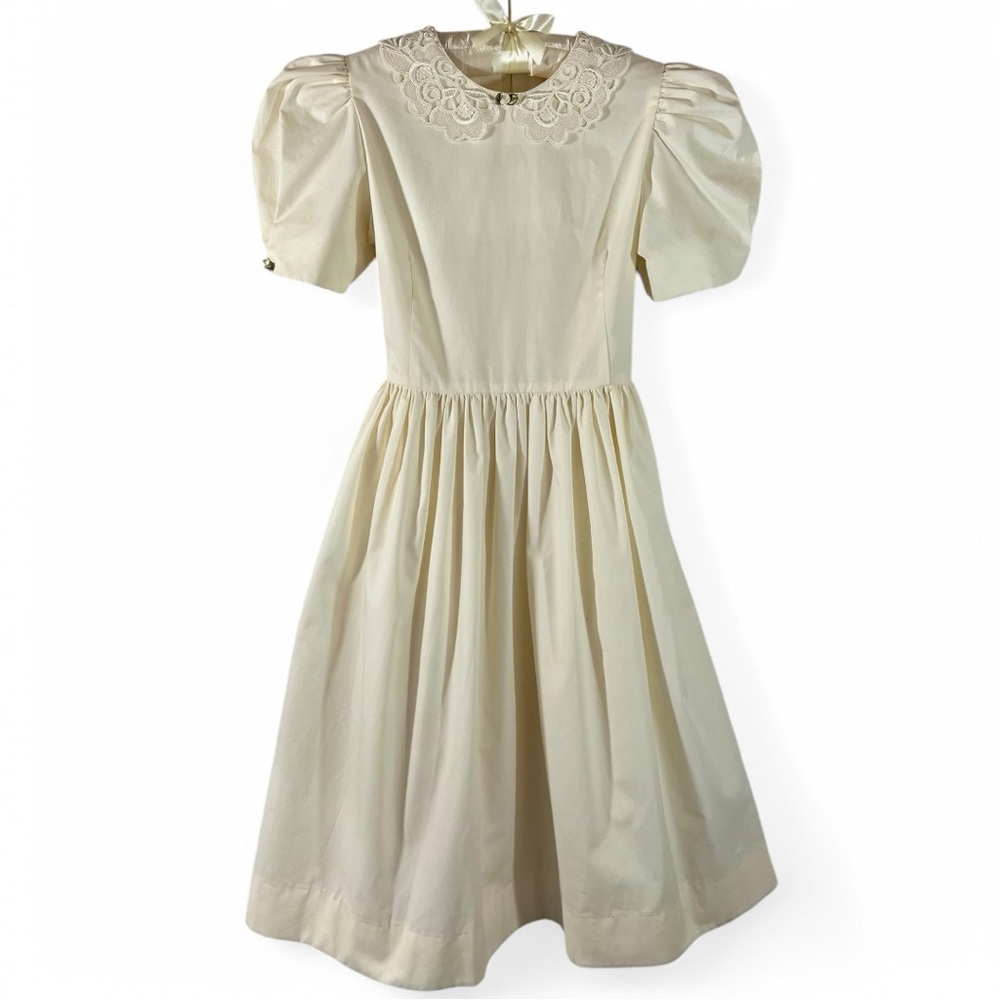Vintage Victorian Lace Collar Girls Easter Flower Girl Spring Dress Size: 10